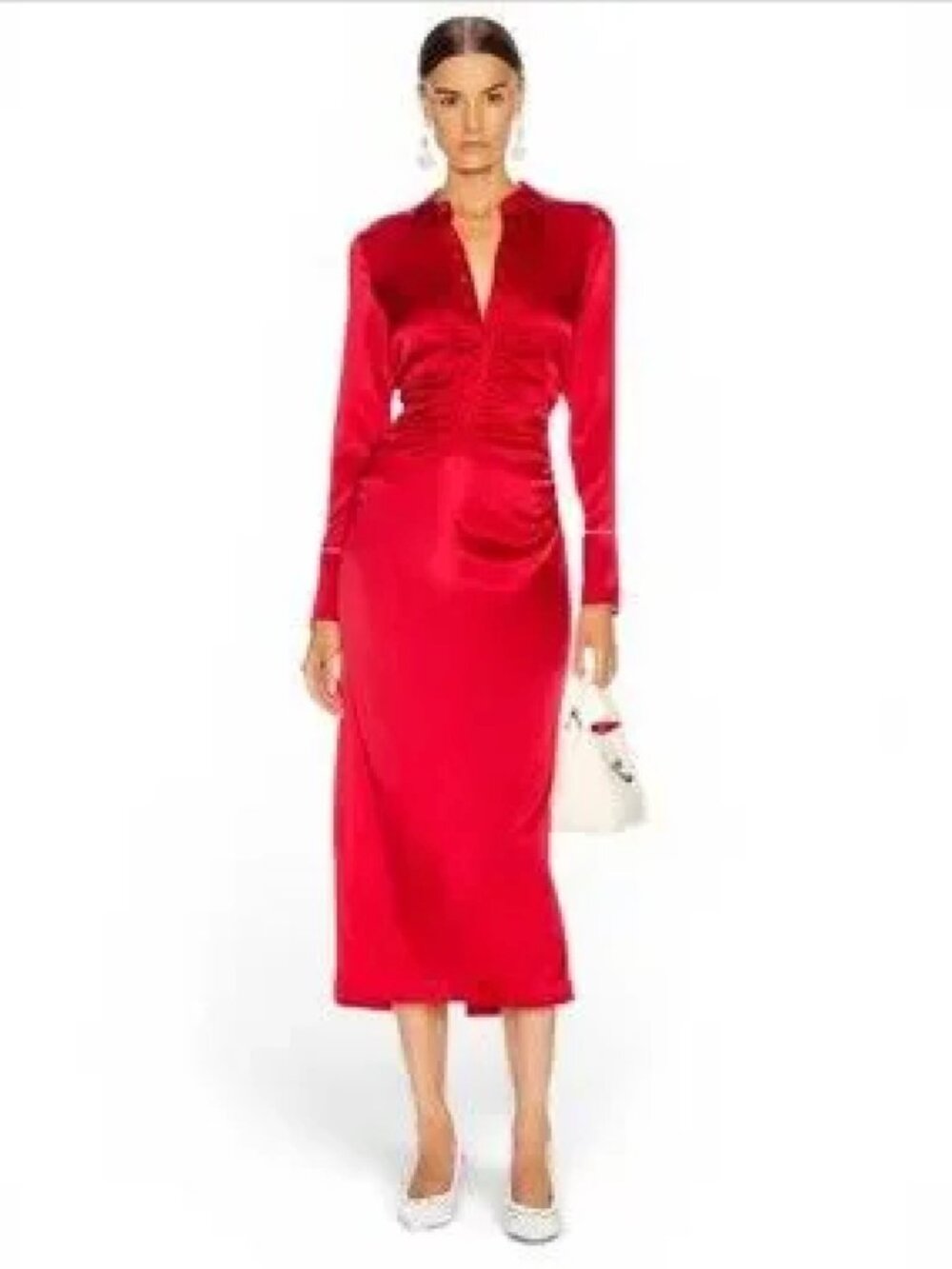 Alexis Candace Rich Red Silk Dress Ruched Bodycon S Gorg